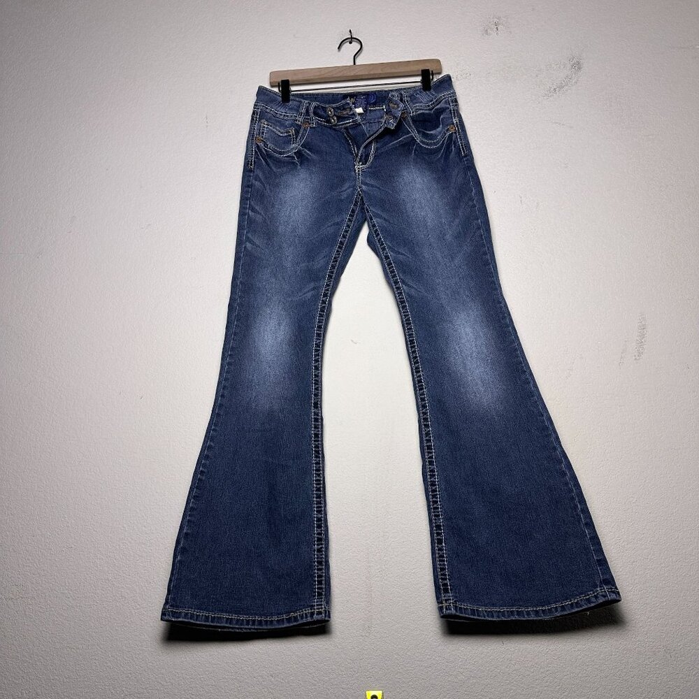 VTG Angles Denim Jean Pant Women 13 Blue Western Bootcut Flared Fit Y2K Bell
